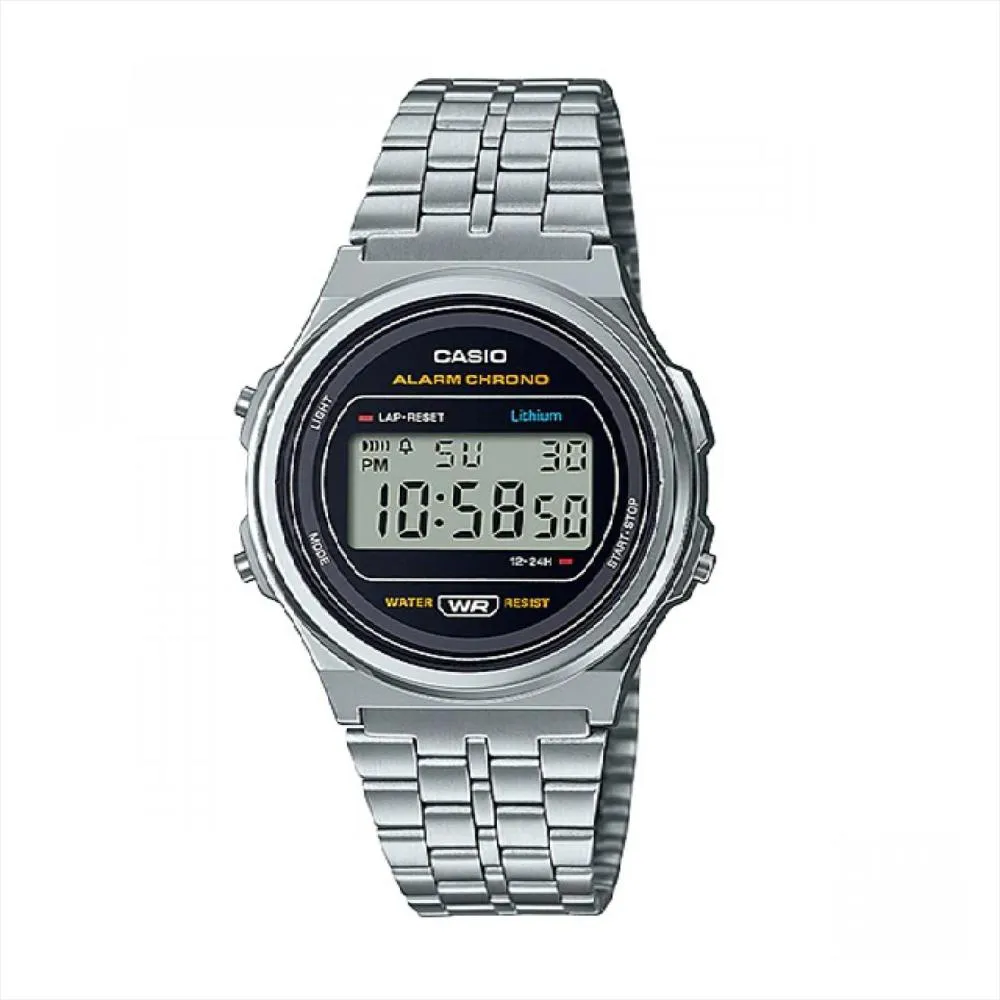 Reloj Casio digital retro pulso metálico plateado referencia A171WE-1ADF
