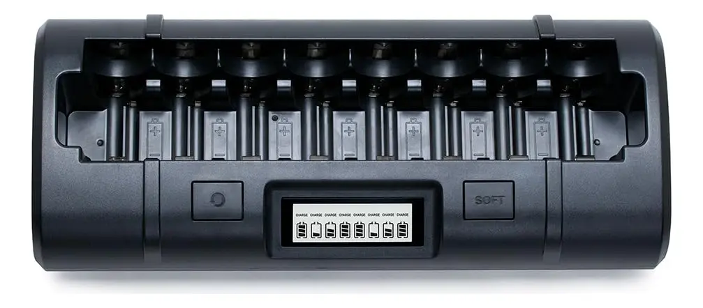 CARGADOR POWEREX DE BATERIA LCD DE 8 BAHIAS MH-C808M AA, AAA, C, D